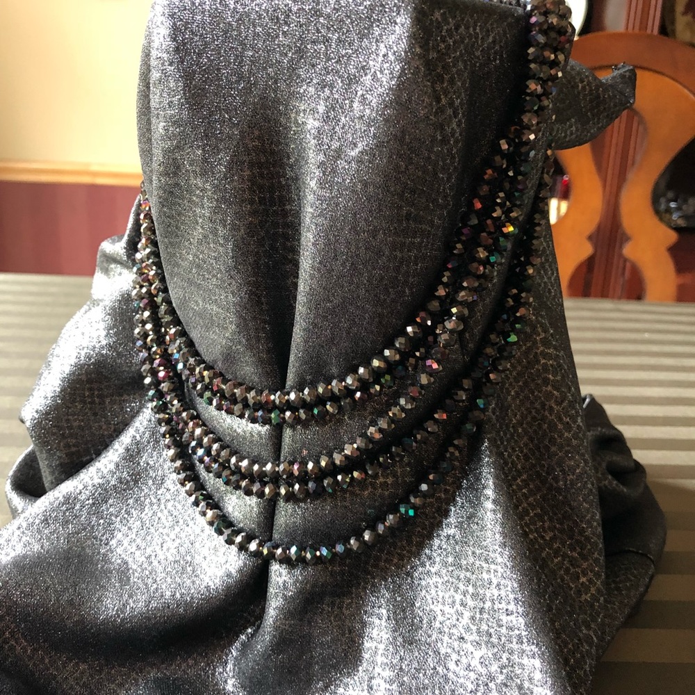 Five strand brown crystal bead necklace
